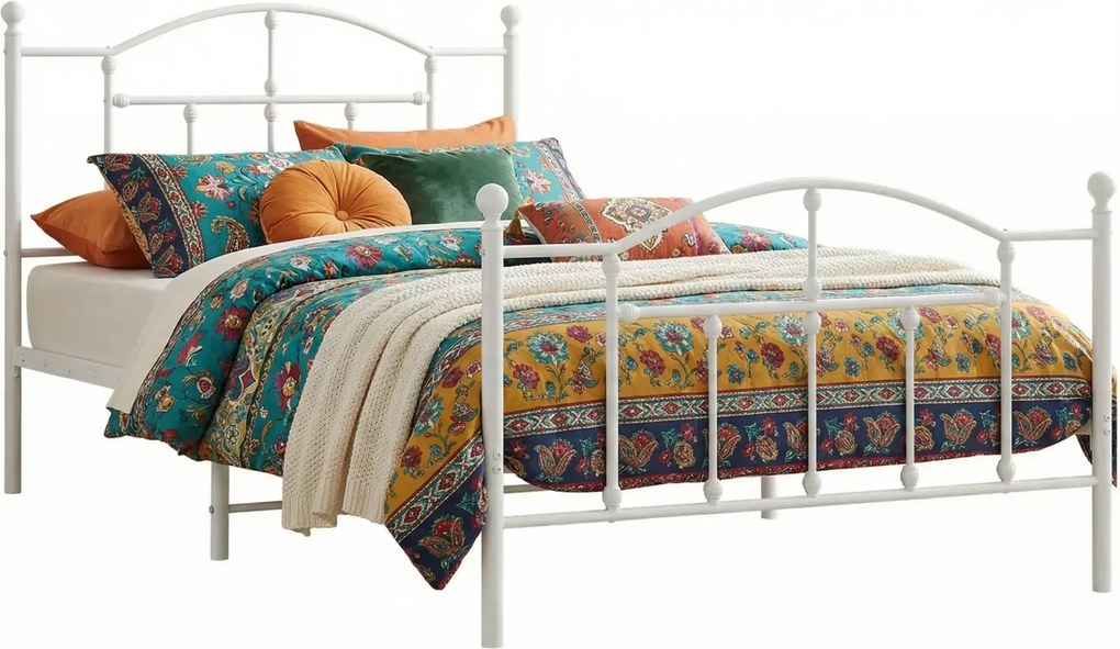 Białe metalowe łóżko pojedyncze 100x200 cm C2-E82