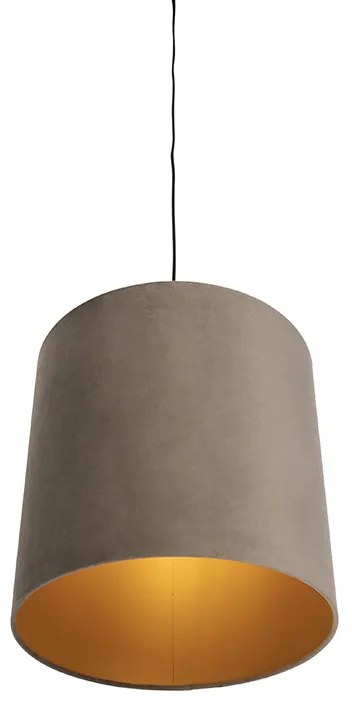 Lampa wisząca z abażurem z weluru taupe ze złotem 40 cm - CombiWiejski/ Rustykalny / Vintage Oswietlenie wewnetrzne