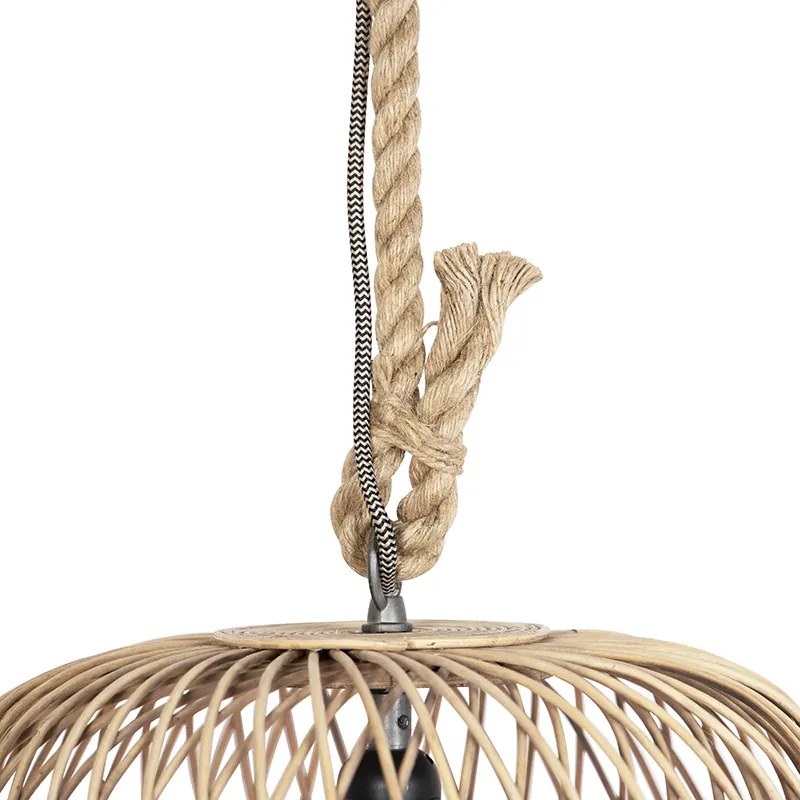 Inteligentna rustykalna lampa wisząca z rattanu w komplecie z żarówką WiFi G125 - Calamus Rustykalny / Vintage Oswietlenie wewnetrzne