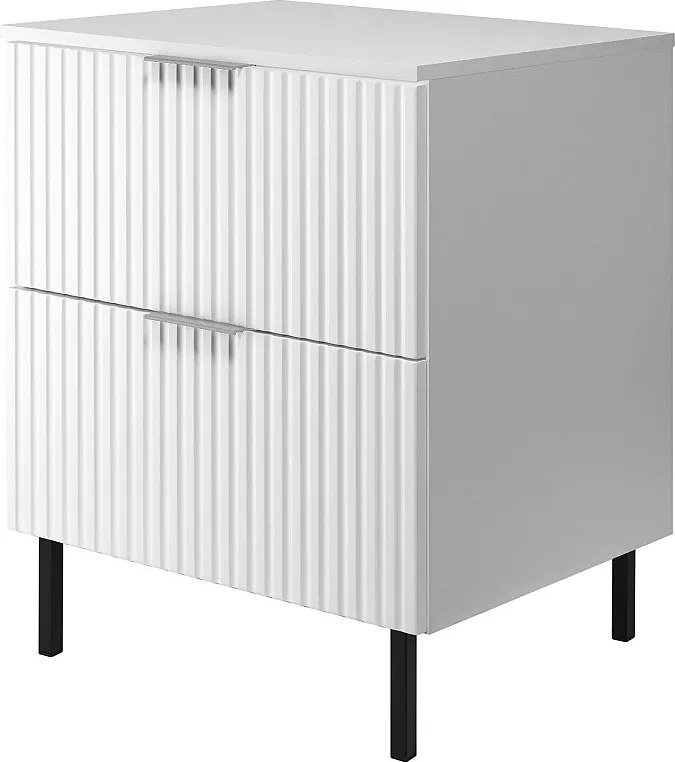 Szafka pod umywalkę, Biały, 60 x 77 x 46 cm, uchwyt srebrny, nogi czarne + Blat