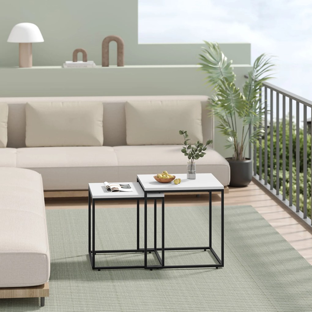 Zestaw 2 stolików kawowych QUADRO, biały