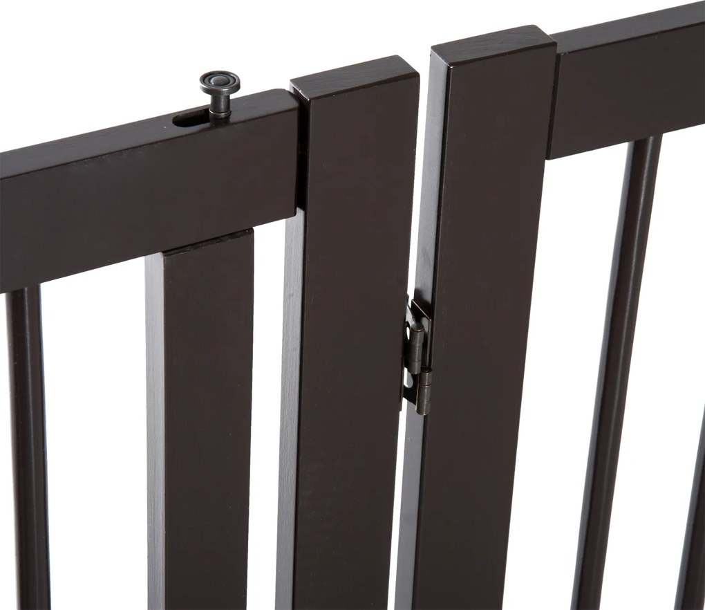 PawHut Barierka ochronna dla psów, Regulowana i Składana, z MDF, Ciemnobrązowa, 155 x 1,5 x 76 cm