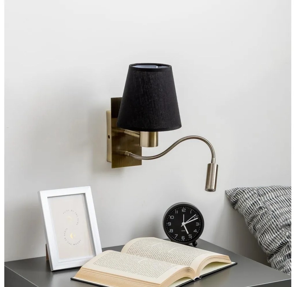 Brilagi - LED Kinkiet NUBILA 1xE27/25W/230V + LED/3W mosiądz/czarny