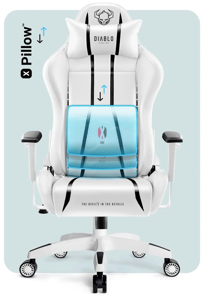 Fotel gamingowy Diablo X-One 2.0 Small: biało-czarny