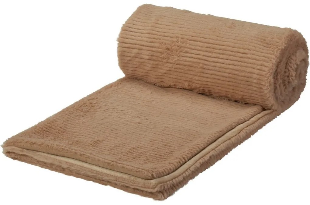 Koc Stripy jasnobrązowy, 150 x 120 cm