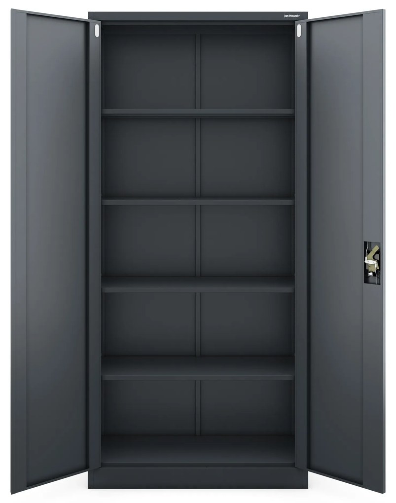 Szafa na dokumenty biurowa metalowa antracytowa: JAN H, 900 x 1950 x 400 mm