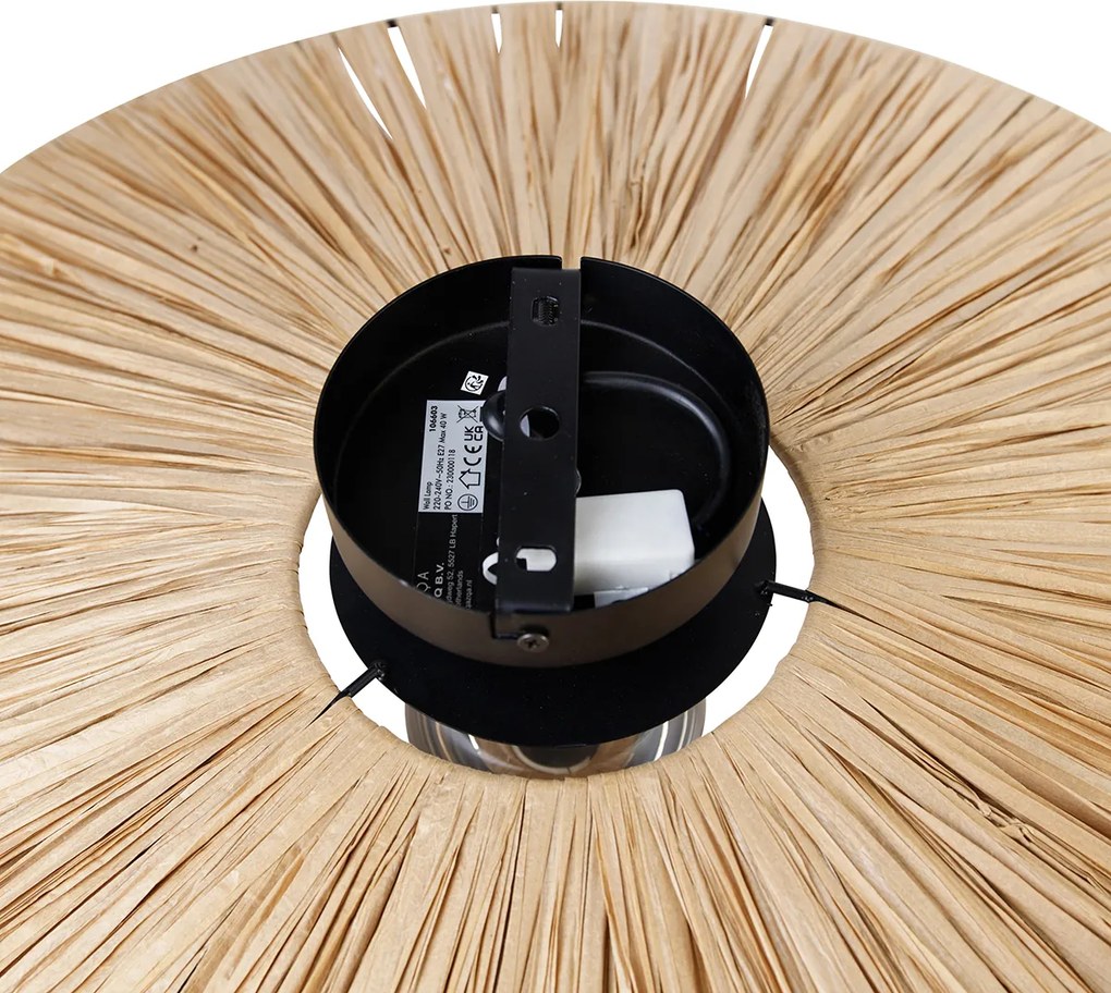 Rustykalna lampa ścienna czarna ze sznurkiem 60 cm - Leia