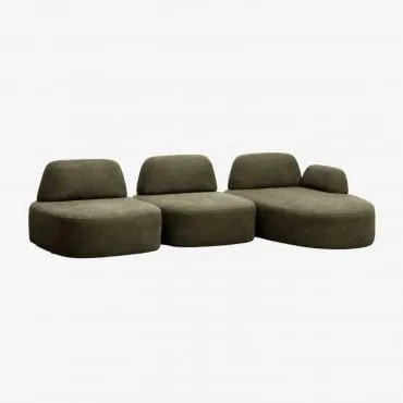 Sofa Modułowy Z Prawym Szezlongiem, 3-częściowy, Tapicerowany Giorgia Tkaniny Verde Army - Sklum