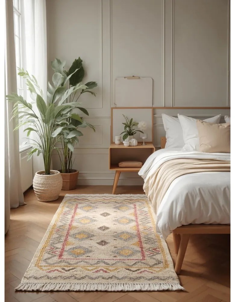 Kremowy chodnik z juty tkany ręcznie 80x200 cm Roya Imani – Elle Decoration