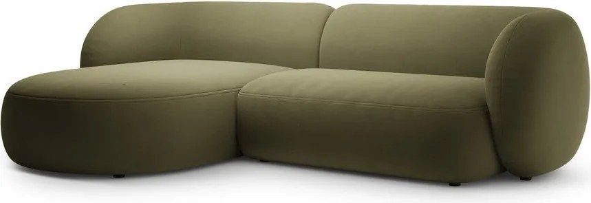 Zielony aksamitny narożnik (lewostronny/z szezlongiem) Kate – Micadoni