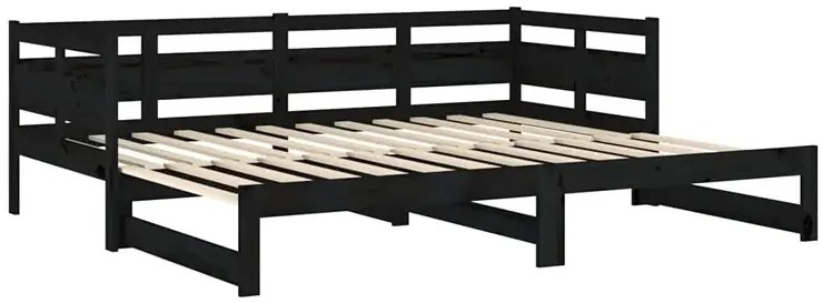 Czarne drewniane rozsuwane łóżko 2x(80x200) cm - Givefi 3X