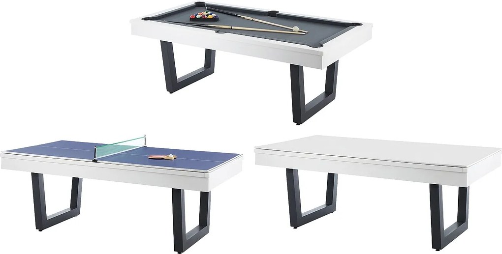 Stół wielofunkcyjny - Bilard i Ping-pong - Biały i czarny - dł. 213,4 x szer. 111,8 x wys. 78,5 cm - MELIAN