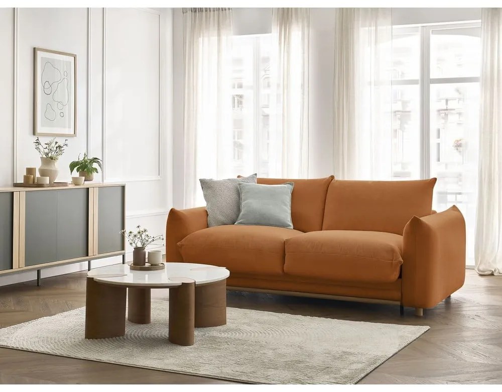 Pomarańczowa rozkładana sofa 214 cm Ernest – Bobochic Paris