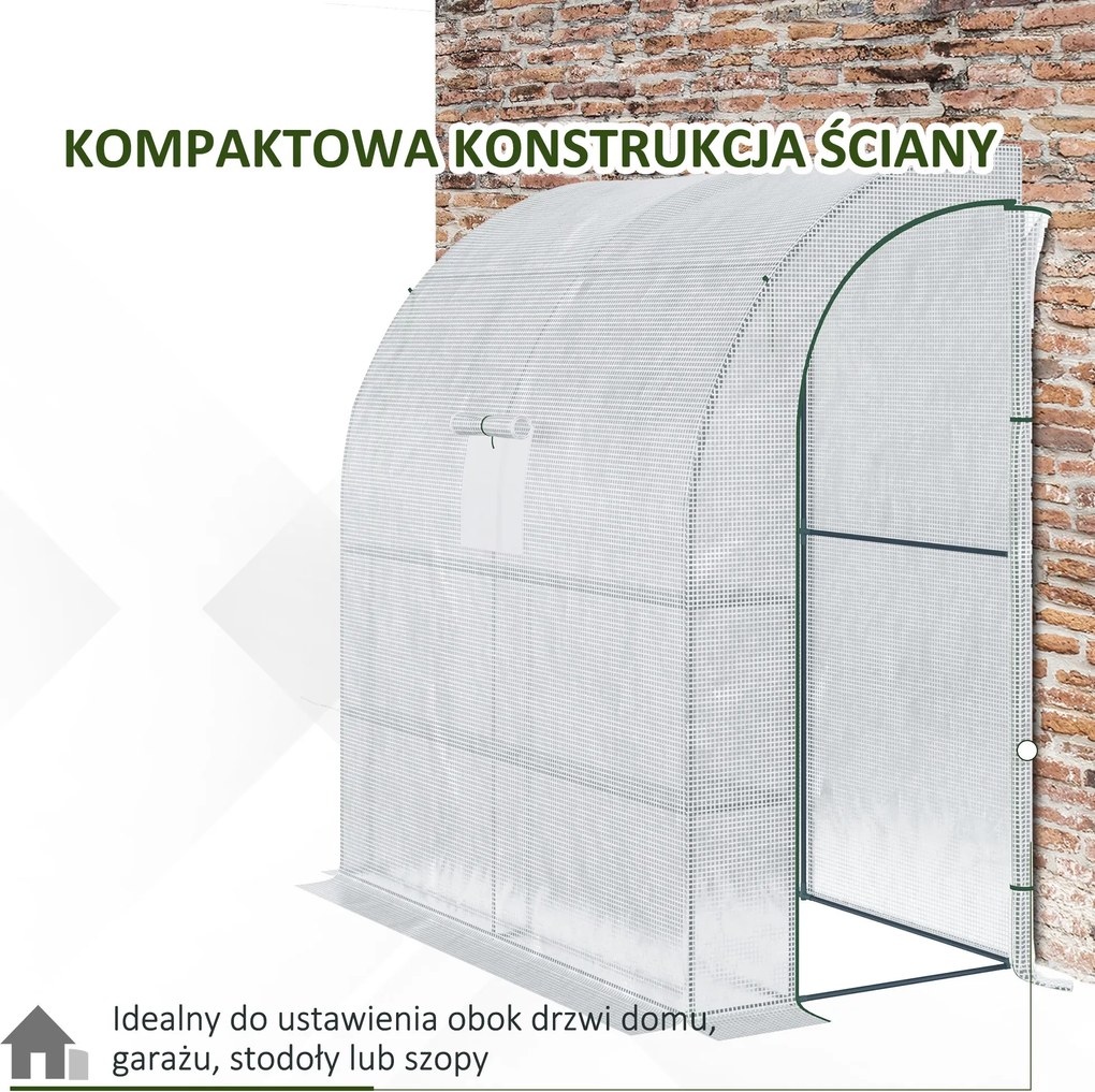 Outsunny szklarnia foliowa, szklarnia z 2 drzwiami, uprawa roślin, ochrona UV, biała