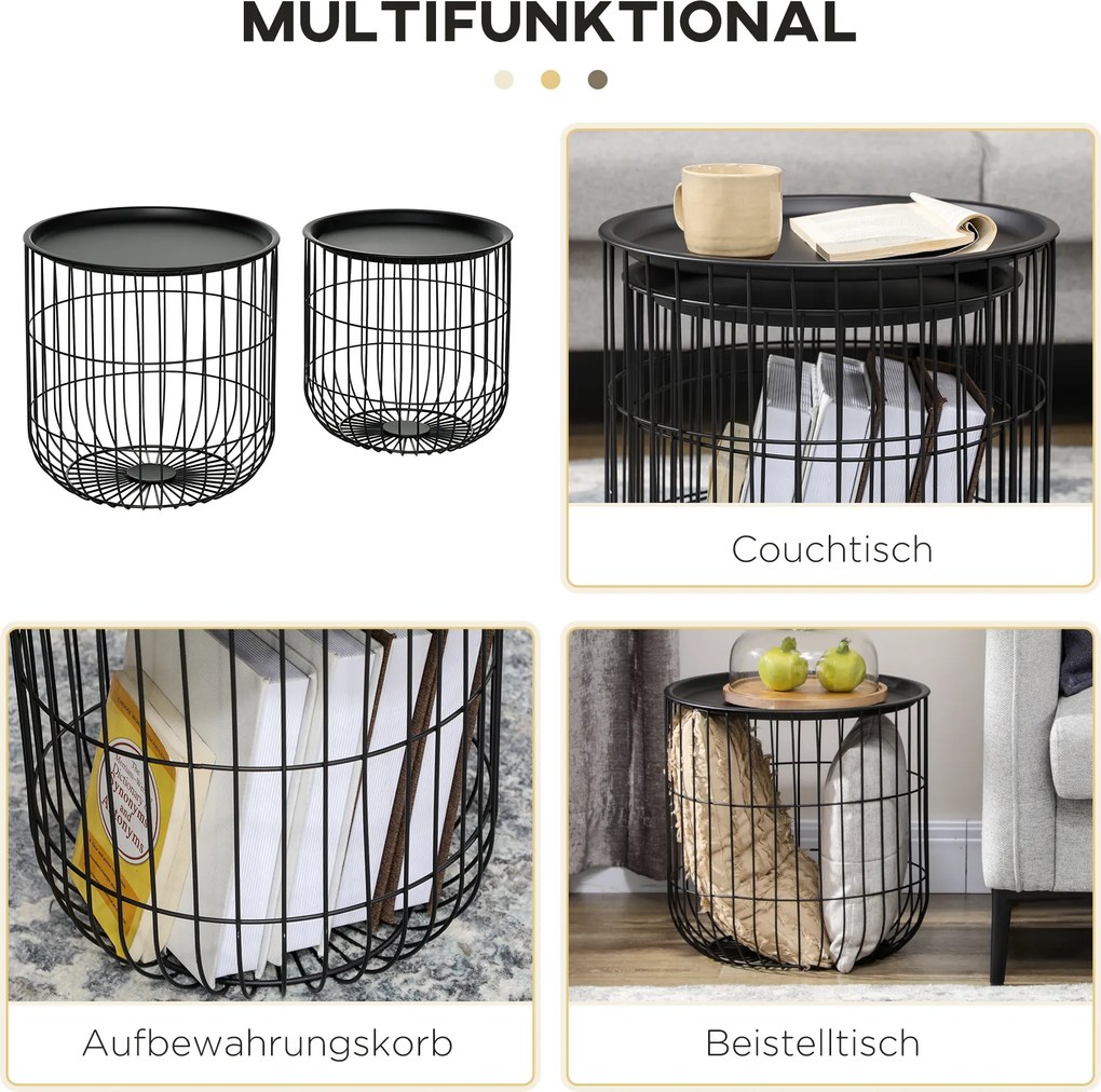 HOMCOM Zestaw 2 Stolików Kawowych Skandynawski Design z Przestrzenią Magazynową Drewniane i Białe | Aosom PL