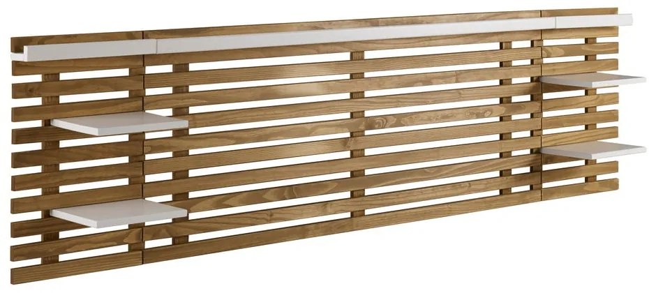 Zagłówek z drewna sosnowego z białymi elementami 240x62 cm Nidra – Marckeric
