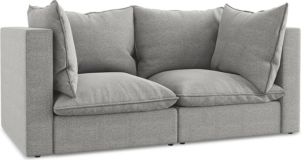 Modułowa sofa 2-osobowa - z tkaniny bouclé - jasny szary - MANAO