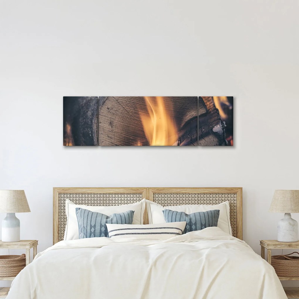 Obraz płonącego drewna (170x50 cm)