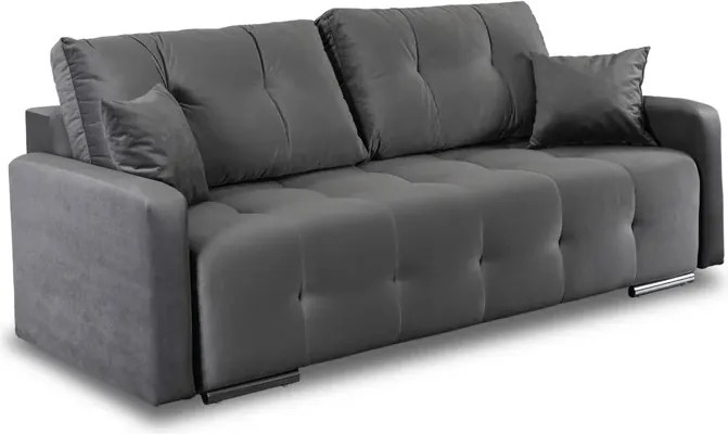 Sofa z Funkcją Spania FAVIO Wersalka Rozkładana Dwuosobowa Welurowa Szara