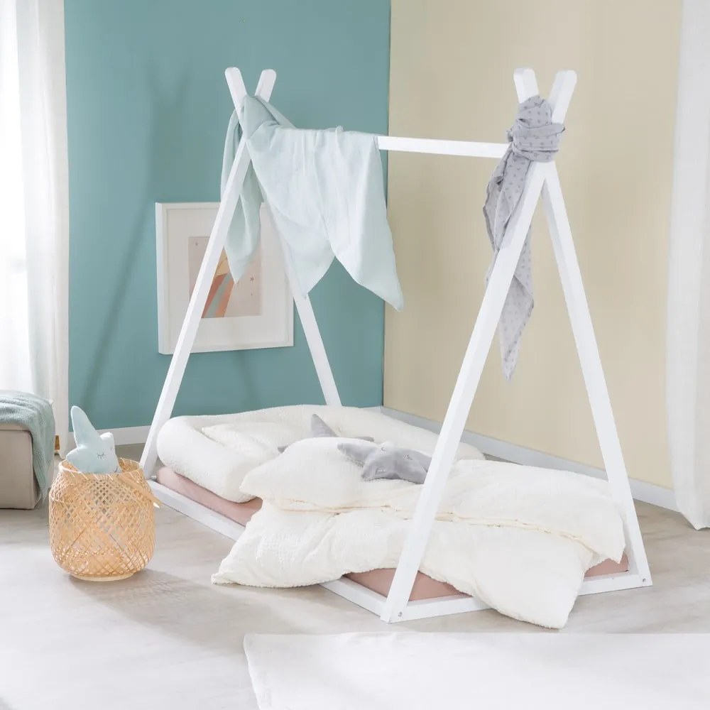 Białe łóżko dziecięce w kształcie domku 70x140 cm Montessori – Roba