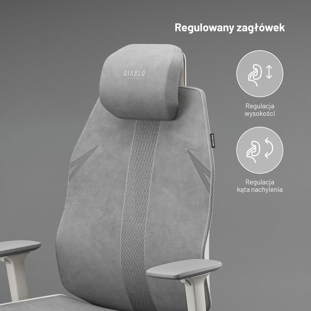 Fotel biurowy ergonomiczny Diablo V-Flash Light Grey