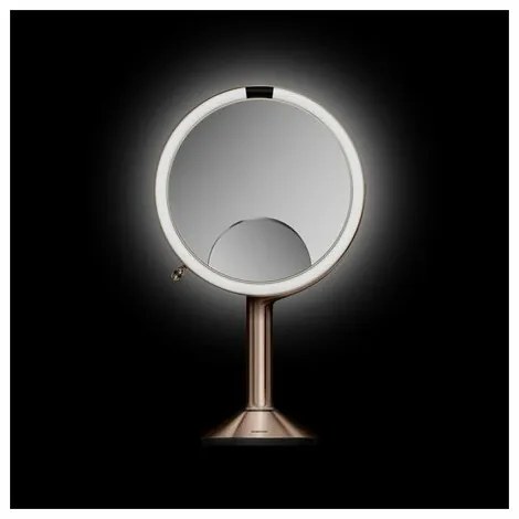 Simplehuman Lusterko kosmetyczne LED Sensor TRIO, powiększenie 1x/5x/10, rose gold