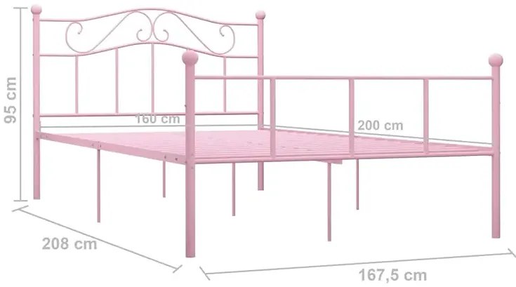 Różowe metalowe łóżko w stylu loft 160x200 cm - Fiosa