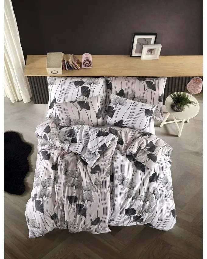 BedTex Bawełniana pościel Ginko biała, 140 x 200 cm, 70 x 90 cm