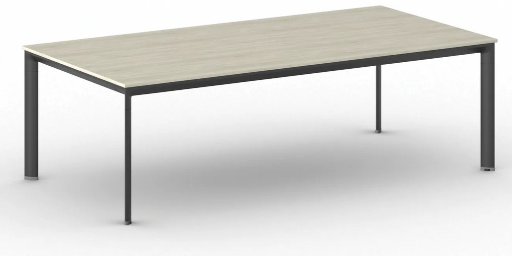 Stół konferencyjny do biura PRIMO INVITATION, 240x120 cm, czarna podstawa, dąb naturalny