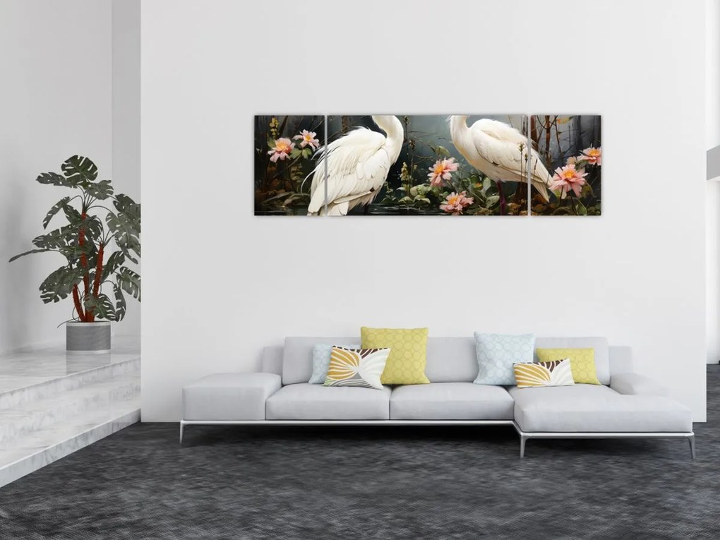Obraz - Białe żurawie (170x50 cm)