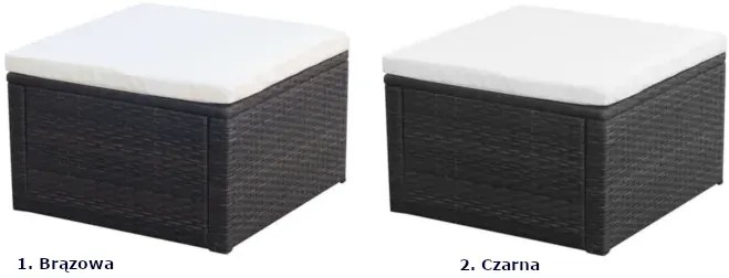 Czarny puf ogrodowy z poduszką - Denves 2X