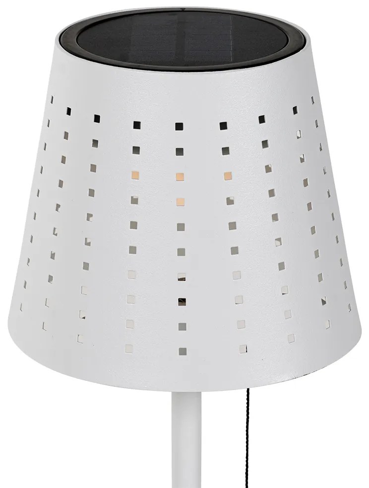 Zewnetrzna Lampa stołowa zewnętrzna biała z LED, 3-stopniowy ściemniacz, ładowanie i zasilanie słoneczne - FerreDesignerski Oswietlenie zewnetrzne