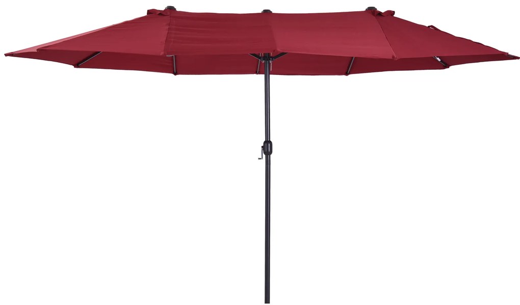 Outsunny Duży Parasol Podwójny Owalny na Taras z Korbką Czerwone Wino 460x270cm | Aosom PL