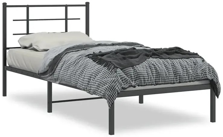 Czarne metalowe łóżko pojedyncze 80x200 cm - Laxo