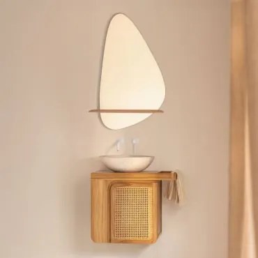 Zestaw Wiszących Mebli Łazienkowych Z Drewna Tekowego Georgy Drewno Tekowe & Cement - Sklum