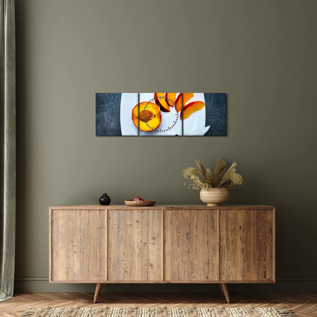Obraz brzoskwini (z zegarem) (90x30 cm)