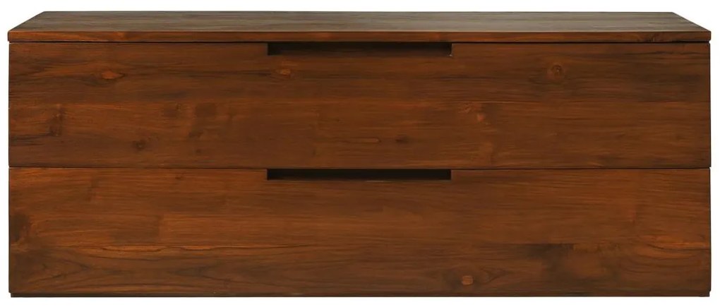 Szafka łazienkowa wisząca z ciemnego drewna tekowego - 2 szuflady - 115 cm - BIMBING