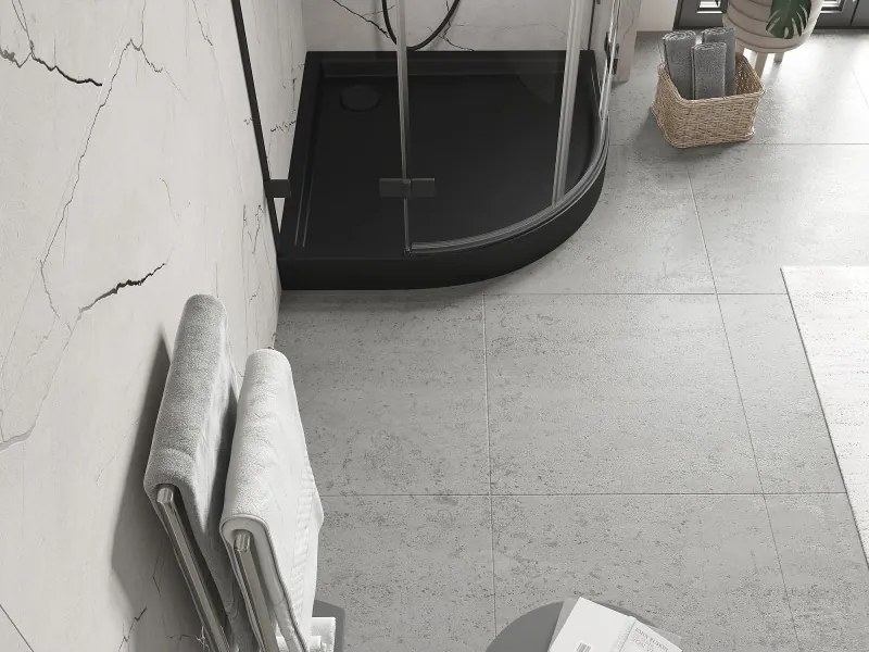 Mexen Flow+ brodzik półokrągły 80 x 80 cm, czarny mat - 46Q708080H