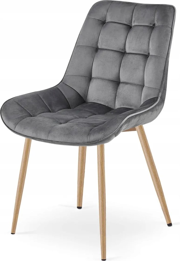 Szare krzesło do kuchni BERA aksamitne