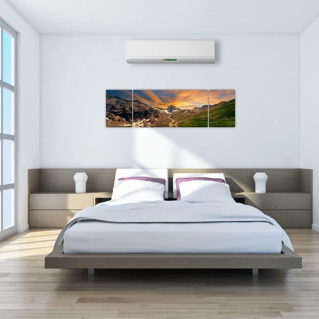 Obraz - Odbicie w górskim jeziorze (170x50 cm)
