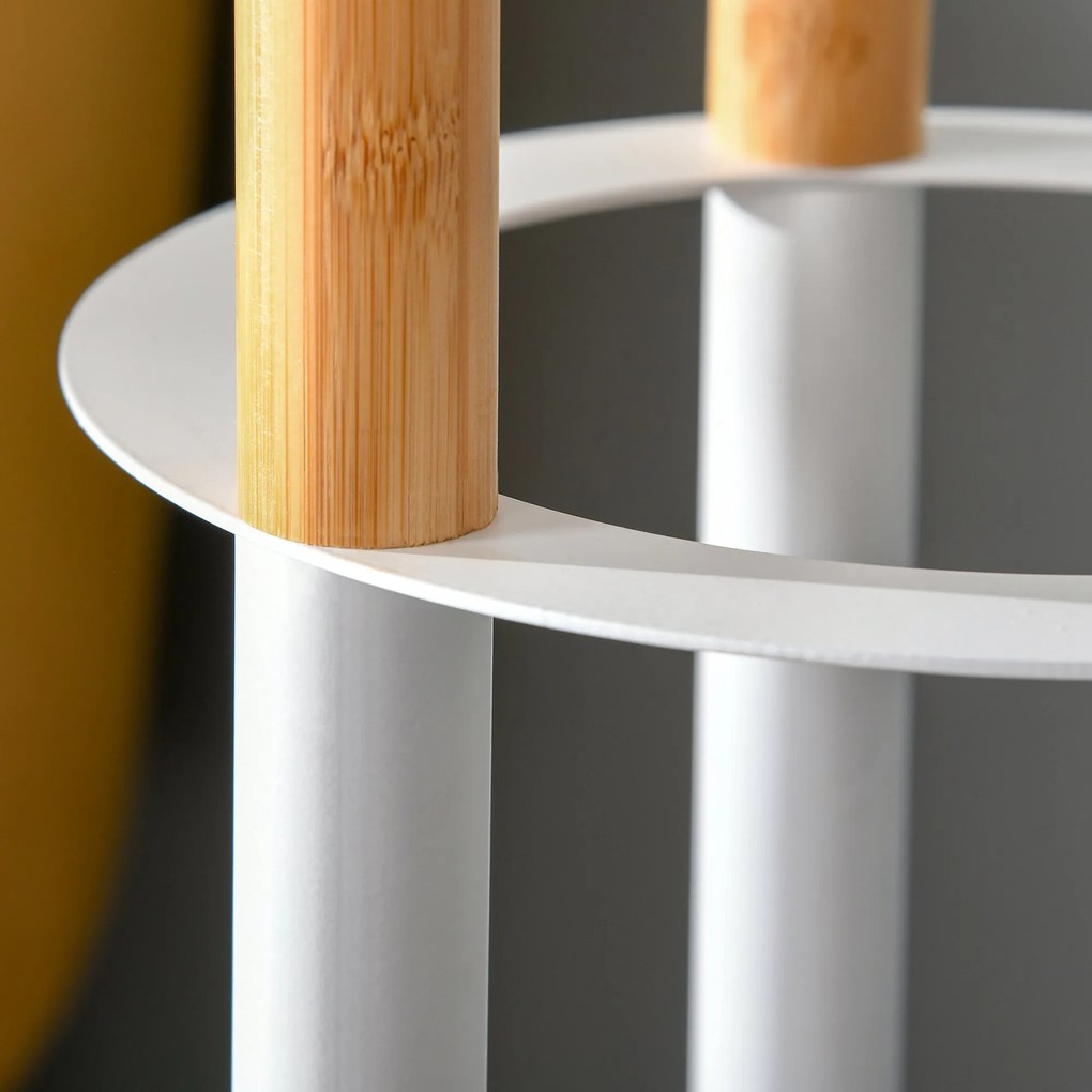 Homcom wieszak wolnostojący metalowy z naturalnym i białym wykończeniem 30.5x30.5x174.5cm | Aosom PL