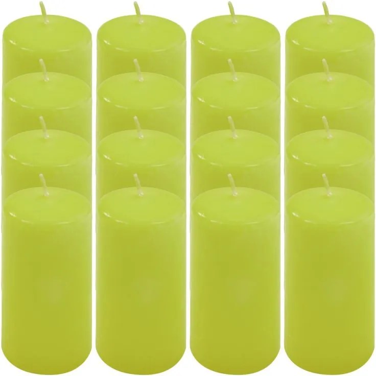 Zestaw świec filarowych, 10 cm, Ø 5 cm, jasnozielone, 16 szt