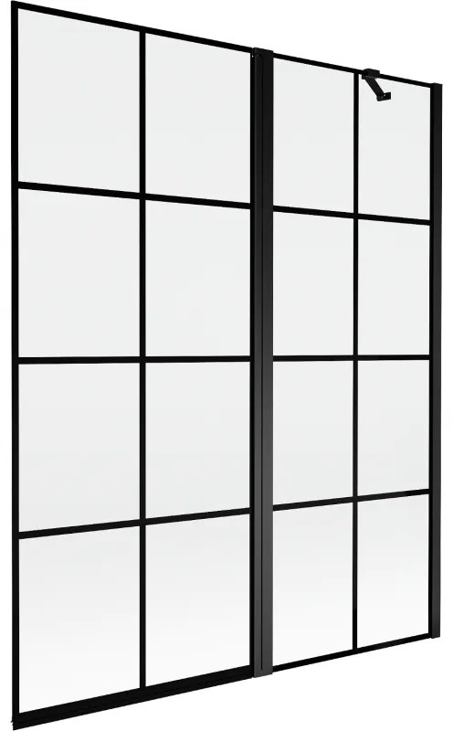 Mexen Mist parawan nawannowy 2-skrzydłowy prawy 140 x 150 cm, czarna kratka, czarny - 8A9-140-011-70-77-P