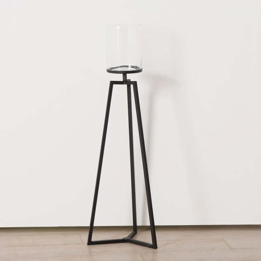 Szklane świeczniki na metalowym stelażu Cosa, 75-95 cm