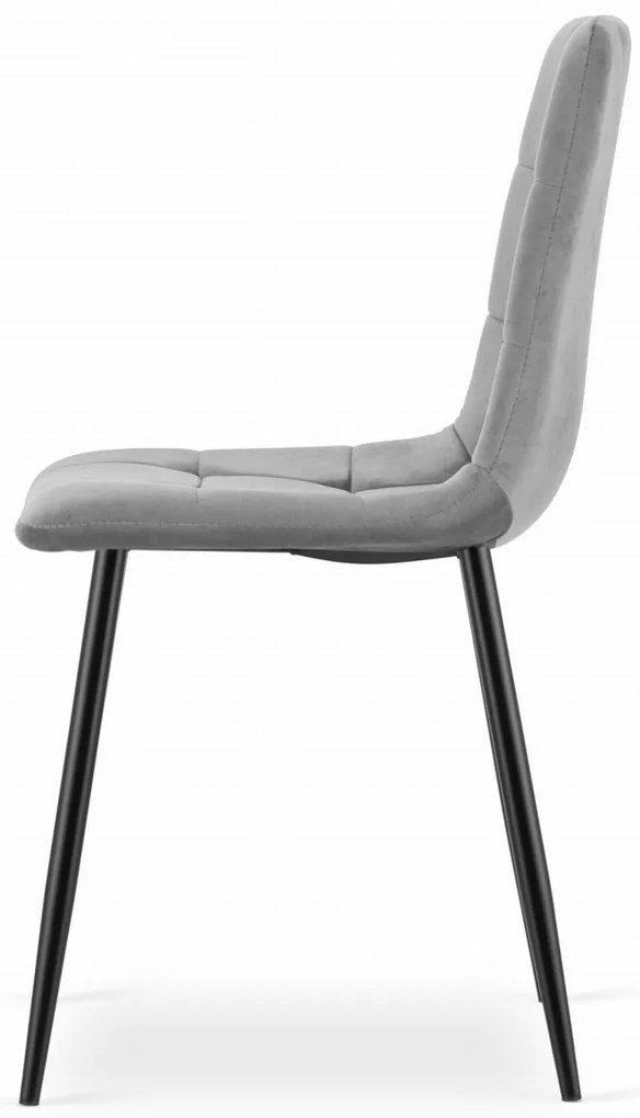 Krzesło aksamitne KARA jasnoszare na czarnych nogach