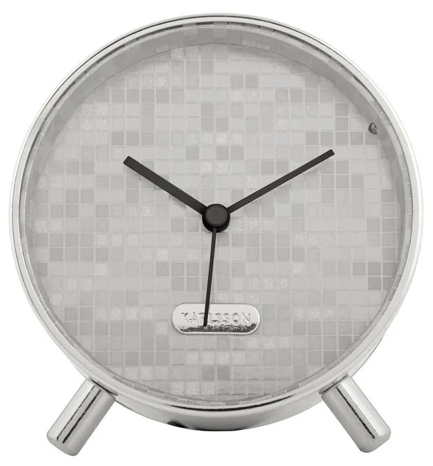 Karlsson 6004SI designerski budzik srebrny,średnica 11 cm