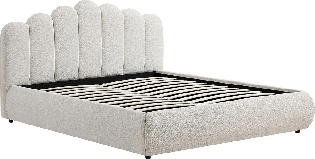 Łóżko ze skrzynią 140 x 190 cm – Tkanina teksturowana – Beżowy – SILVATORA