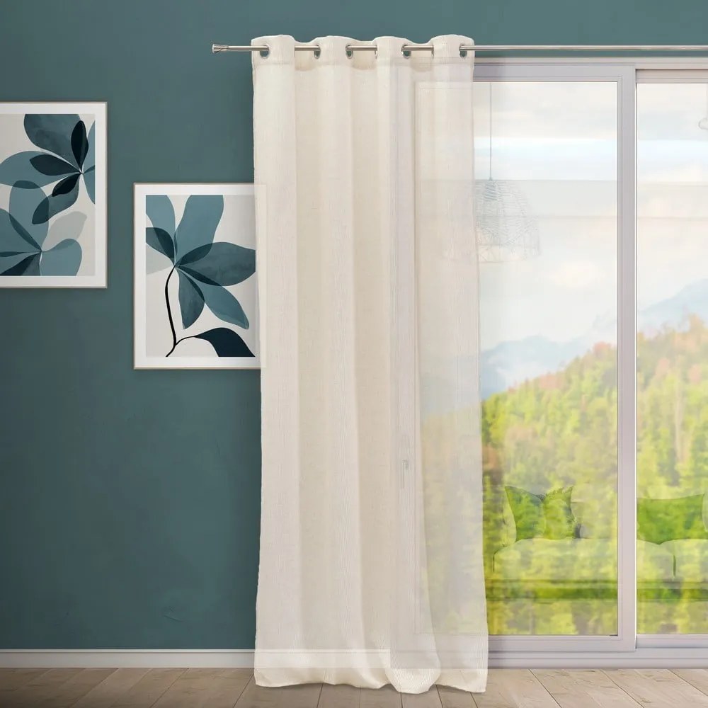 Beżowa firanka z mieszanki lnu 140x260 cm Fifties – Casa Selección