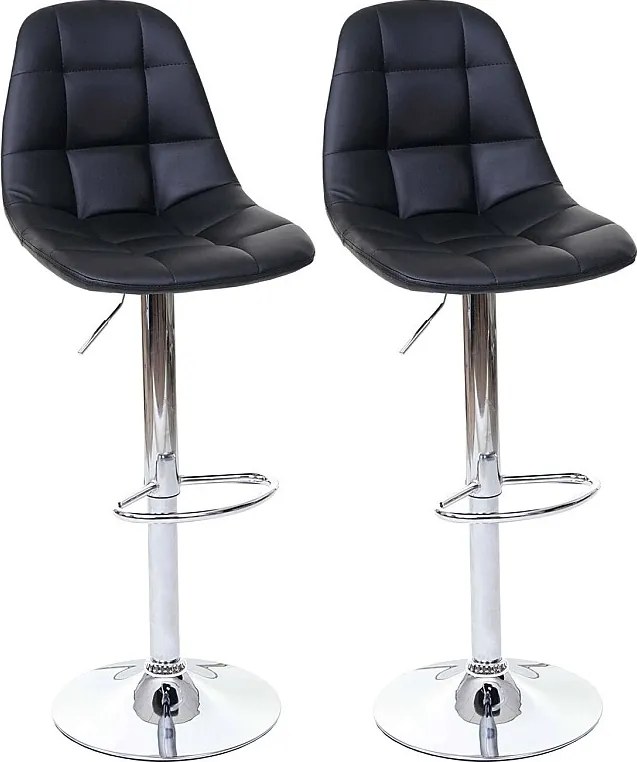 Stołek barowy MCW-A67 (zestaw 2 szt.),  czarny, imitacja skóry