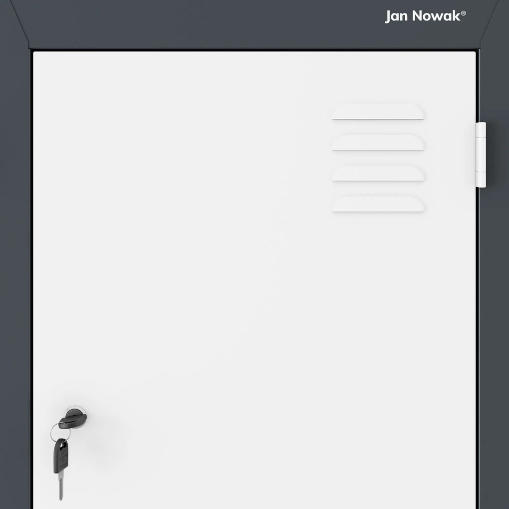 Szafa ubraniowa typu L JULIA, 800 x 1850 x 450 mm, antracytowo-biała